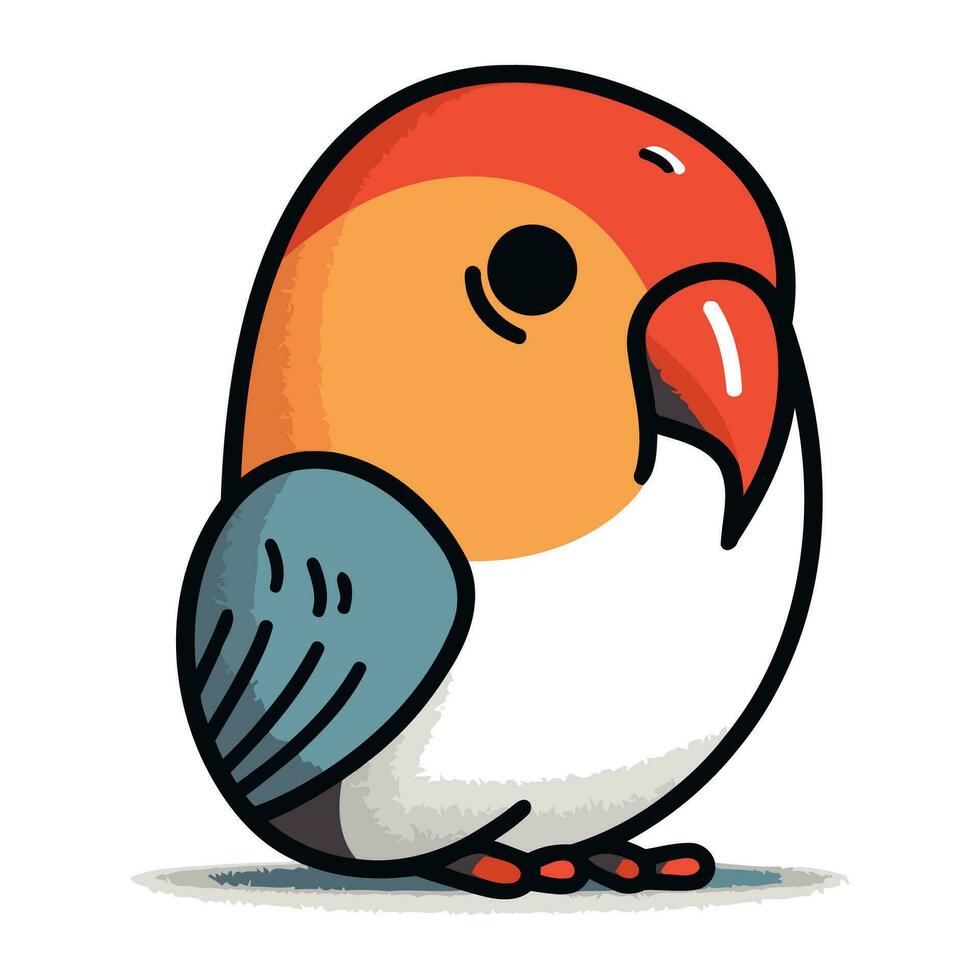 Cartoon cute bird isolated on a white background. Vector illustration.