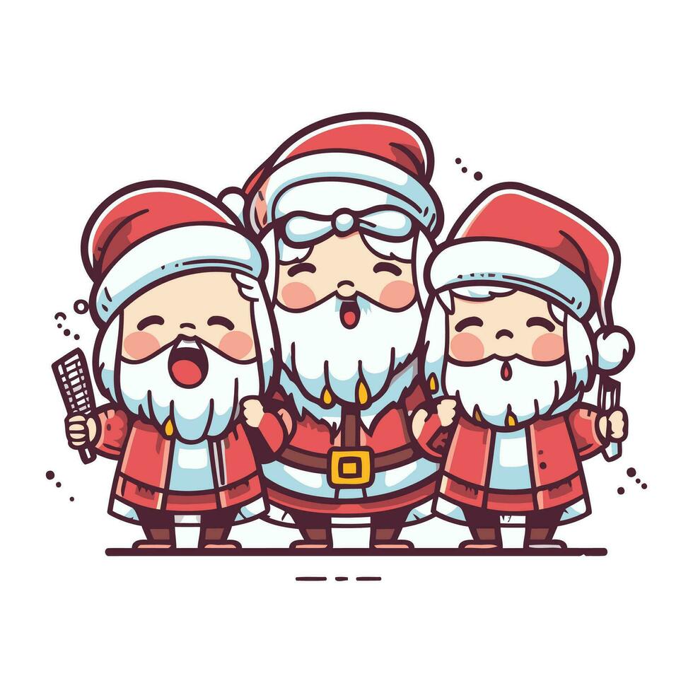 dibujos animados Papa Noel claus familia. linda vector ilustración.