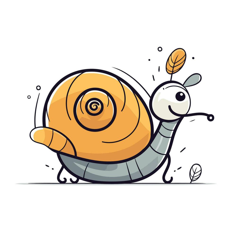Cute cartoon snail. Vector illustration of a funny snail character.