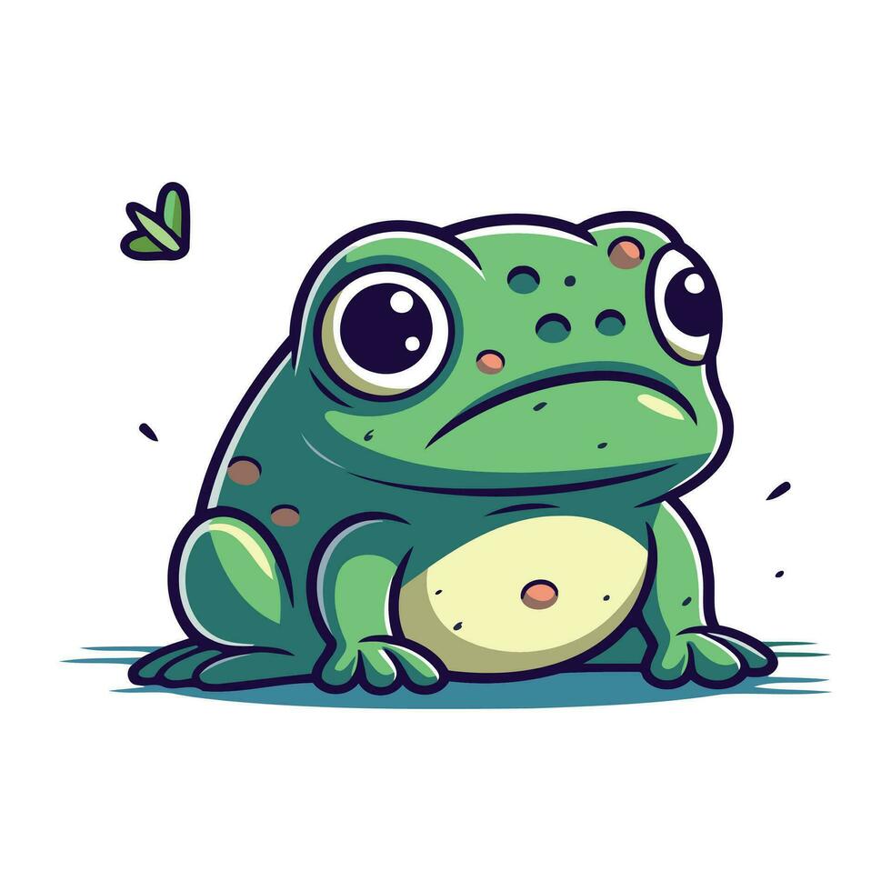 Cute cartoon frog. Vector illustration. Isolated on white background.