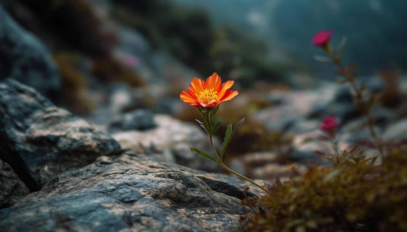 vibrante flor silvestre crecimiento en tranquilo bosque prado generado por ai foto