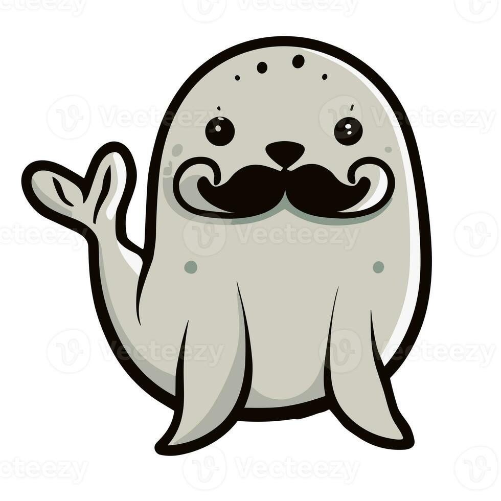 seal with a Movember mustache on a white background for November for men's health photo
