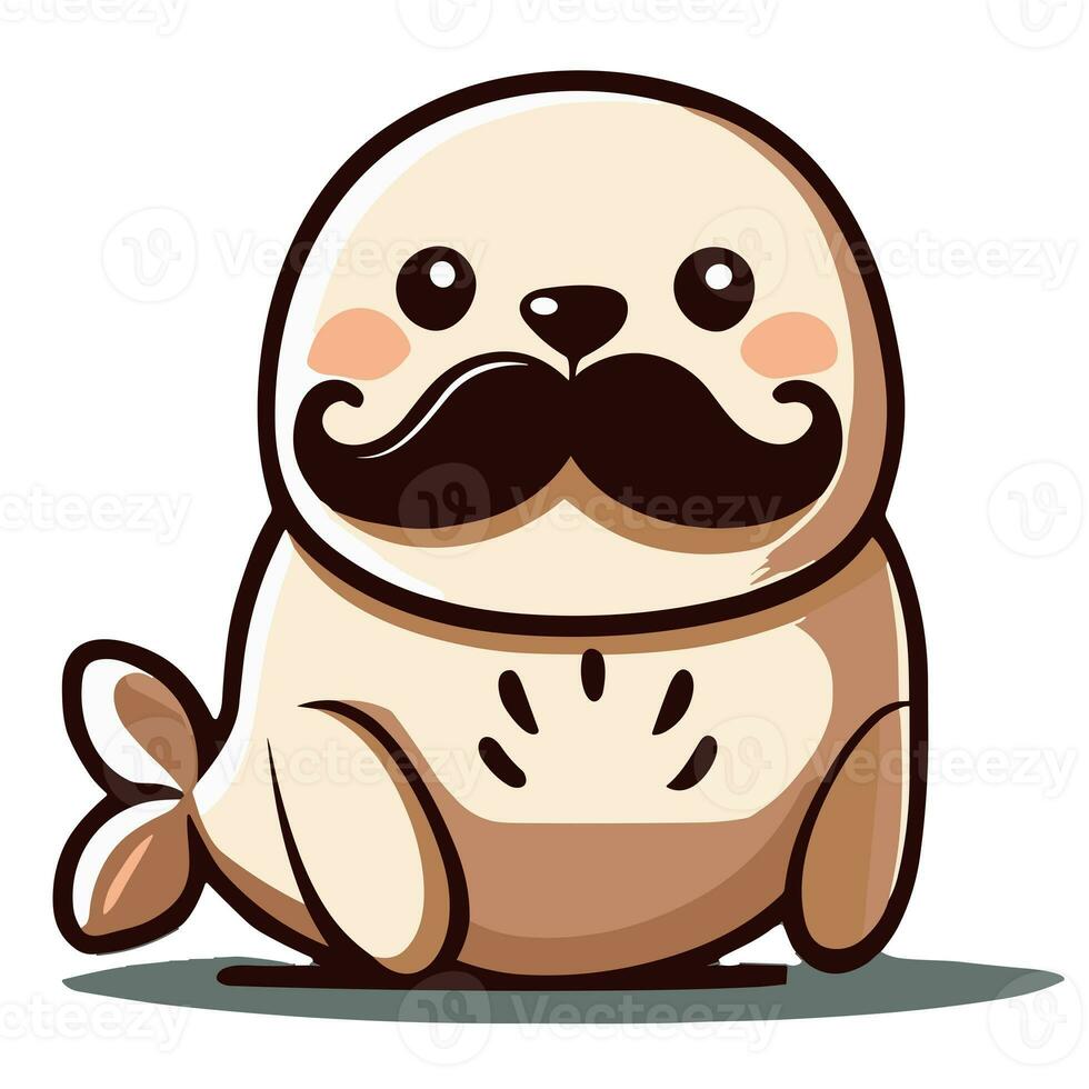 seal with a Movember mustache on a white background for November for men's health photo