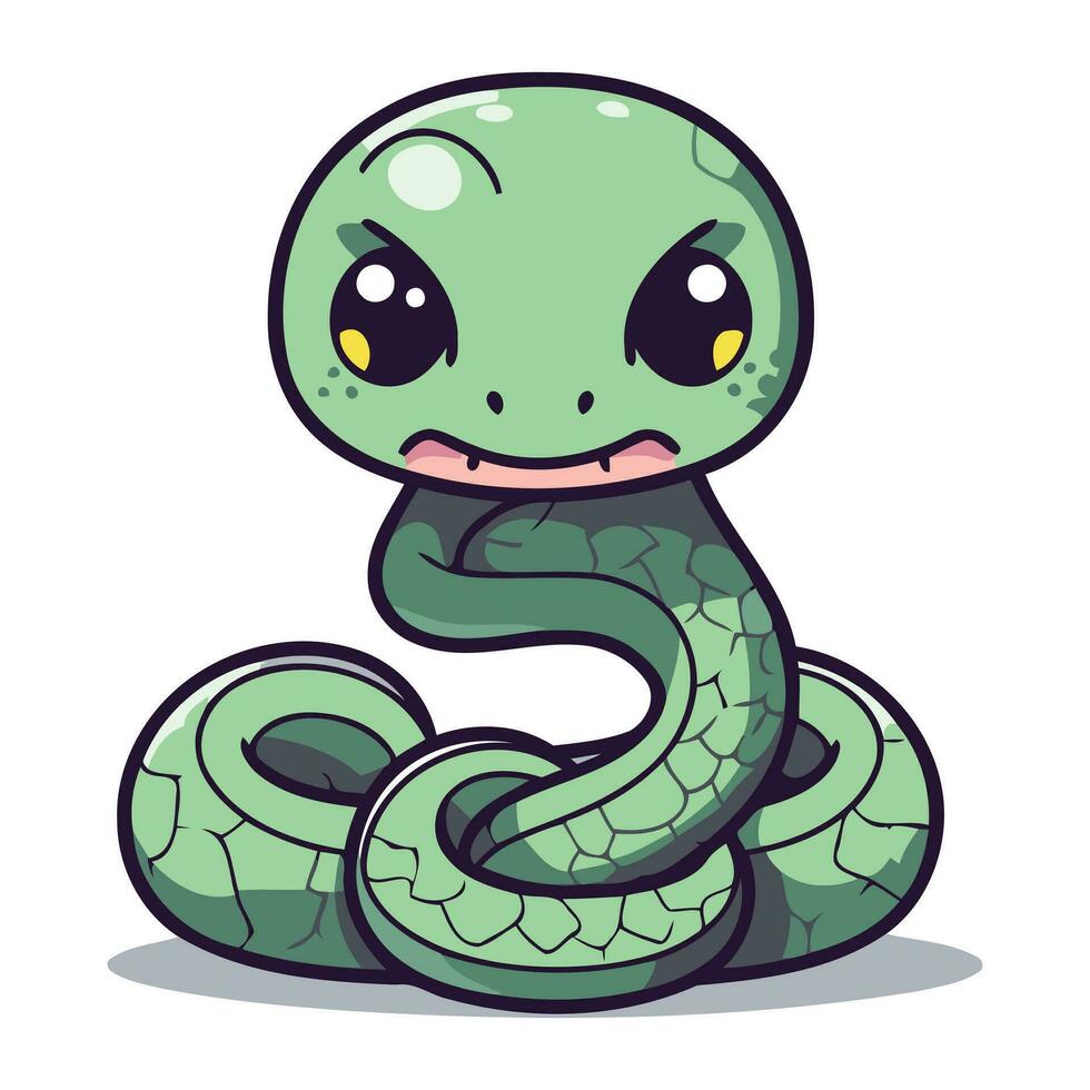 Cute snake mascot cartoon style vector illustration isolated on white ...