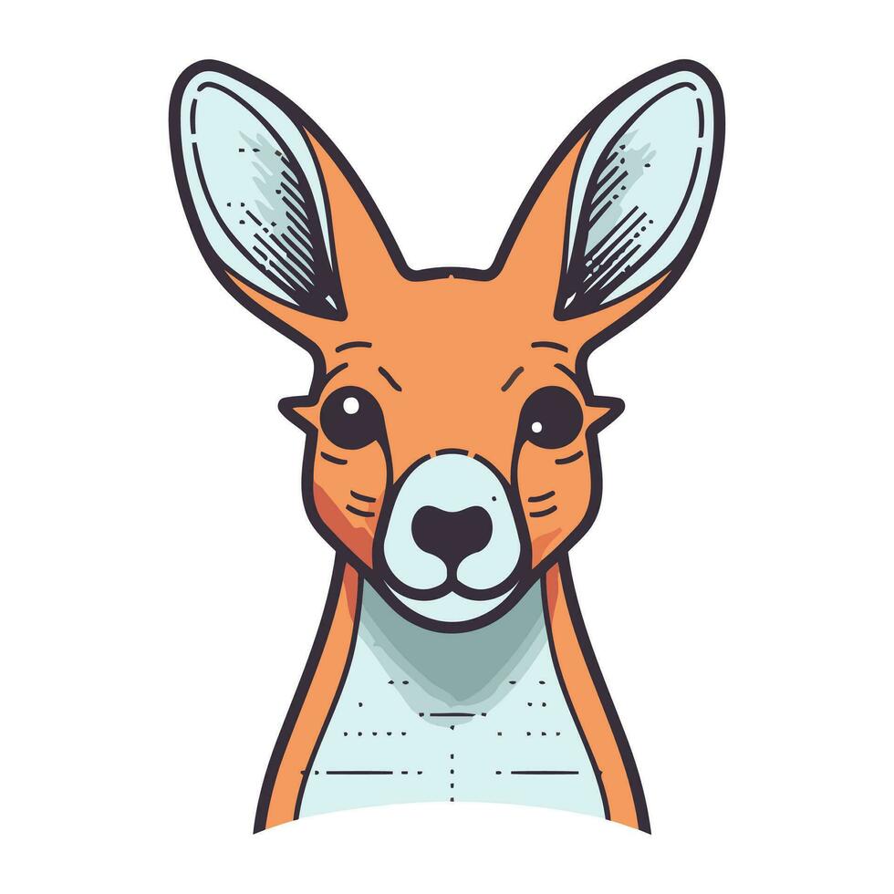 Funny kangaroo head vector illustration. Cute cartoon kangaroo face.