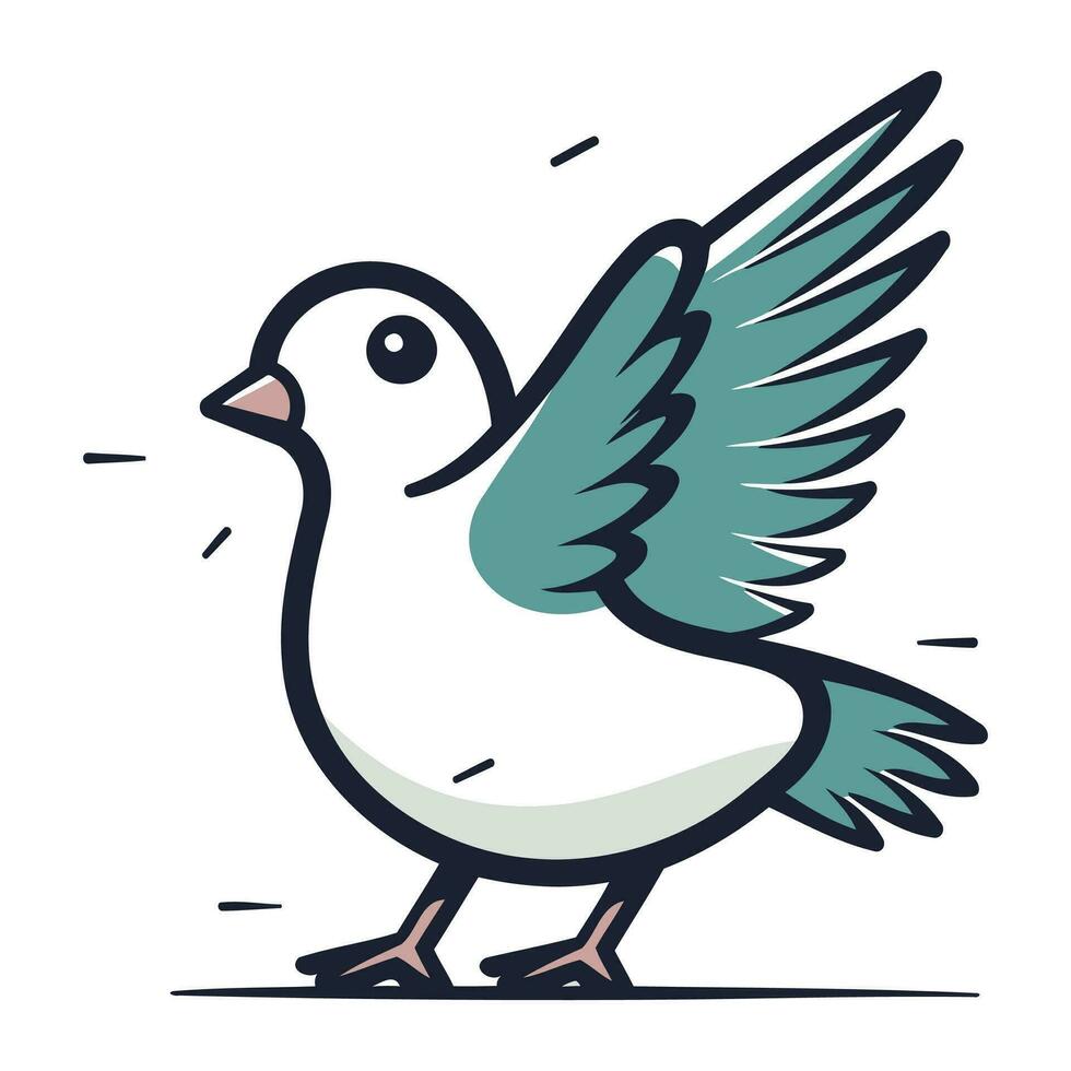 Pigeon with wings. Vector illustration of a flying bird.