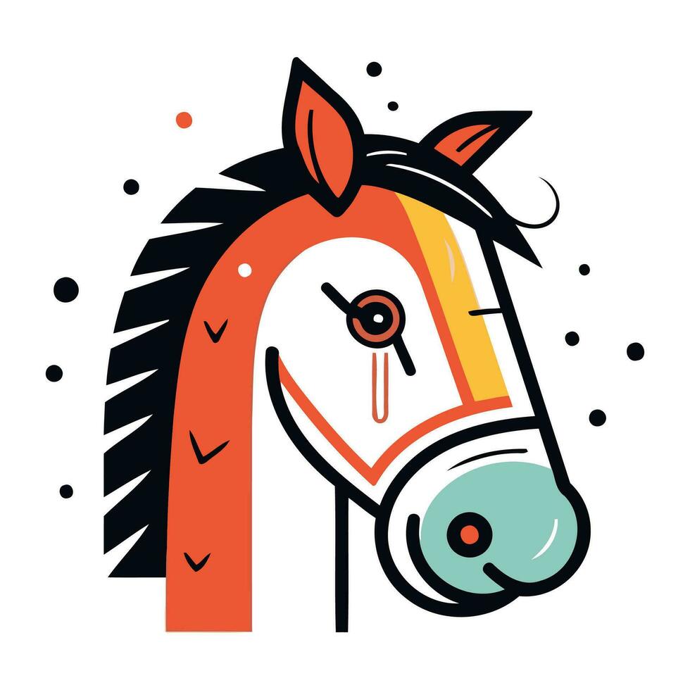 Horse head. Vector illustration in flat style. Isolated on white background.