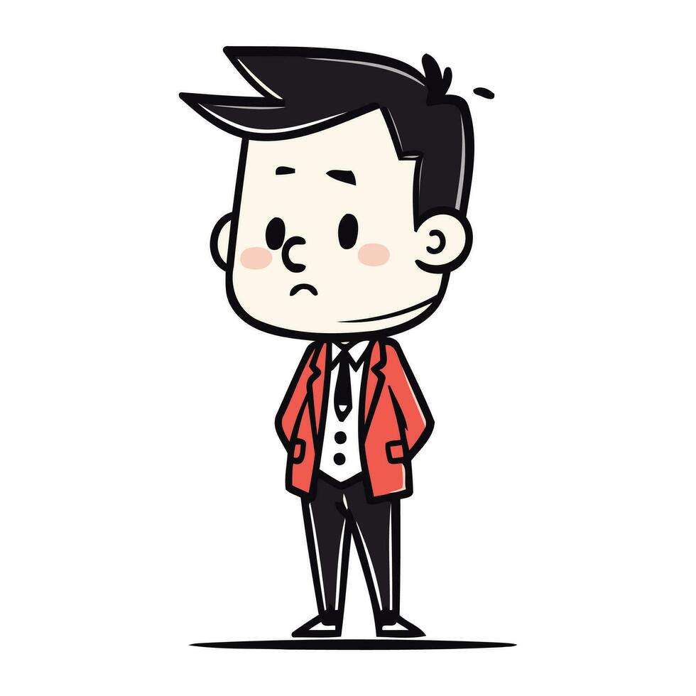 Man in suit with angry expression. Vector illustration. Cartoon character.