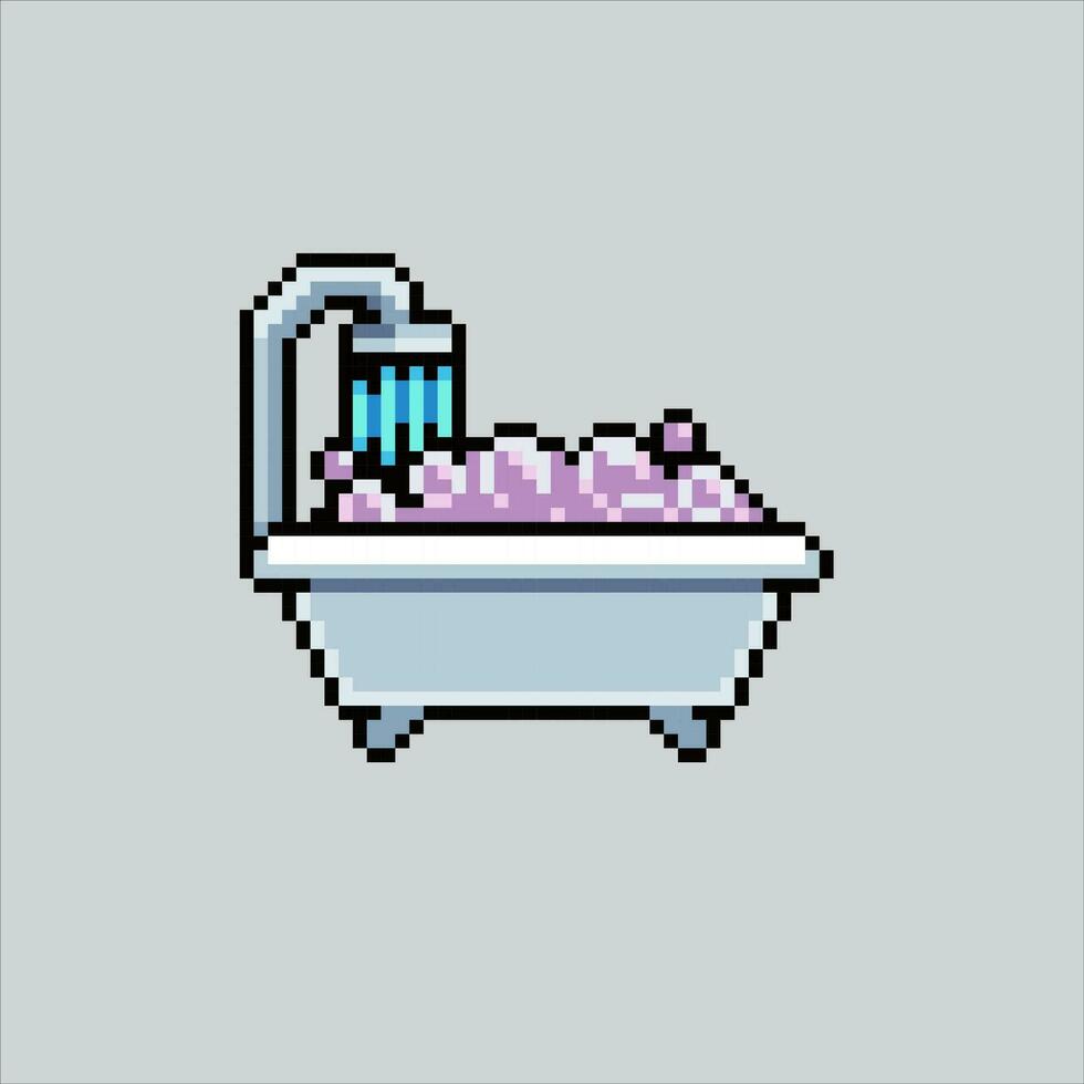 Pixel art illustration Bathtub. Pixelated bathtub. Bathtub pixelated for the pixel art game and icon for website and video game. old school retro. vector