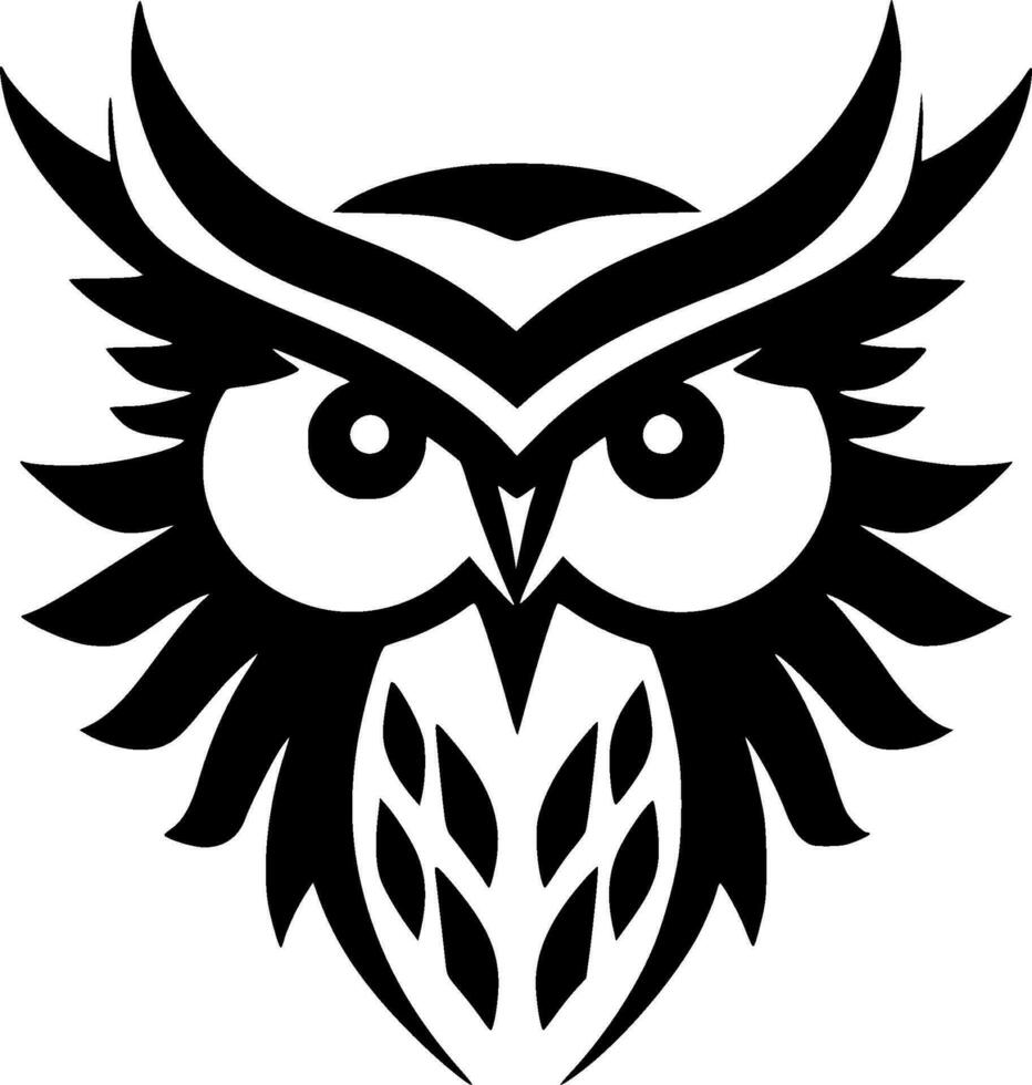 Owl, Black and White Vector illustration