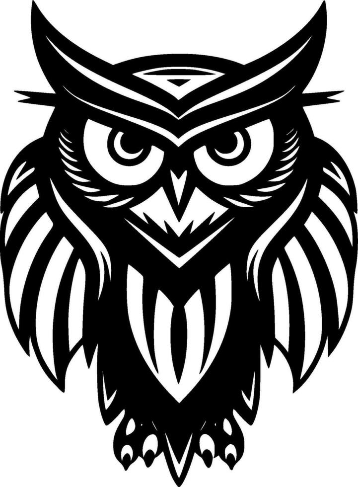 Owl - Black and White Isolated Icon - Vector illustration