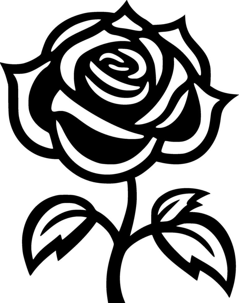 Rose - Black and White Isolated Icon - Vector illustration