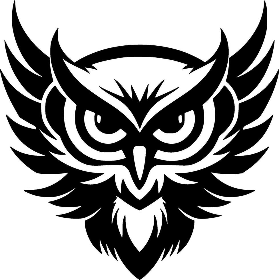 Owl - Black and White Isolated Icon - Vector illustration