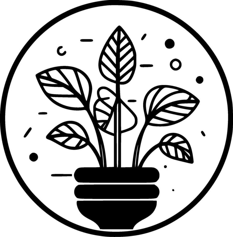 Plants, Black and White Vector illustration