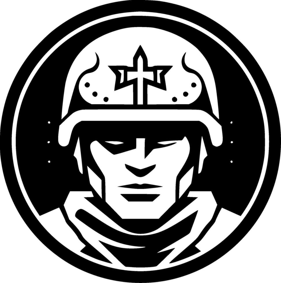 militar - negro y blanco aislado icono - vector ilustración