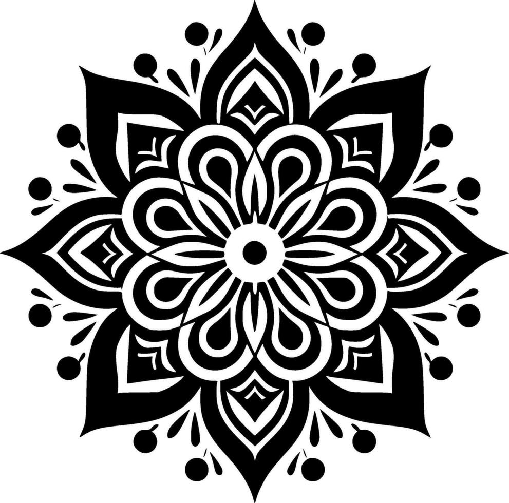 mandala - negro y blanco aislado icono - vector ilustración