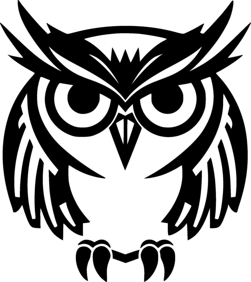 Owl - Black and White Isolated Icon - Vector illustration