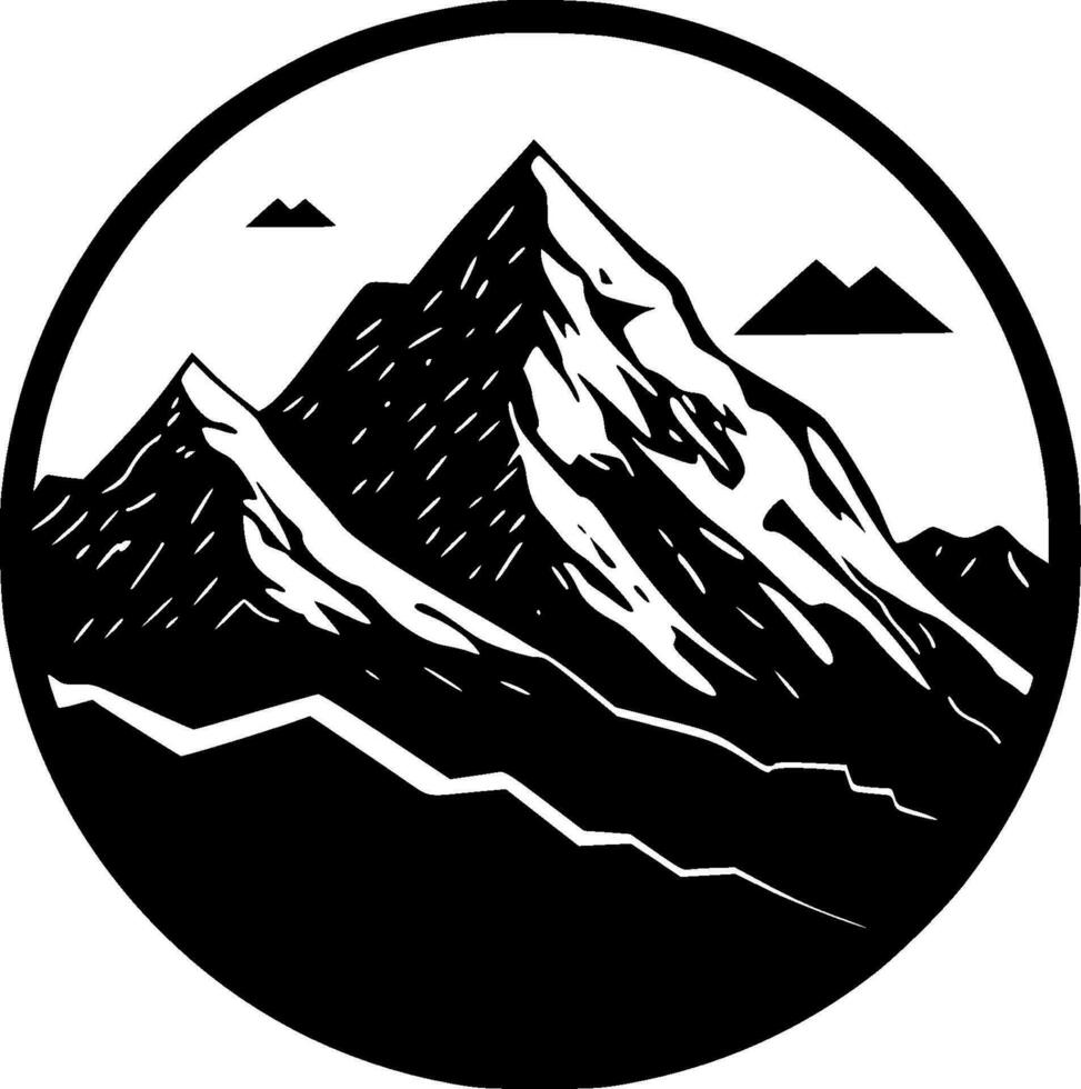 montaña - negro y blanco aislado icono - vector ilustración