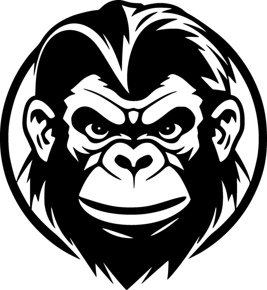 Monkey, Black and White Vector illustration