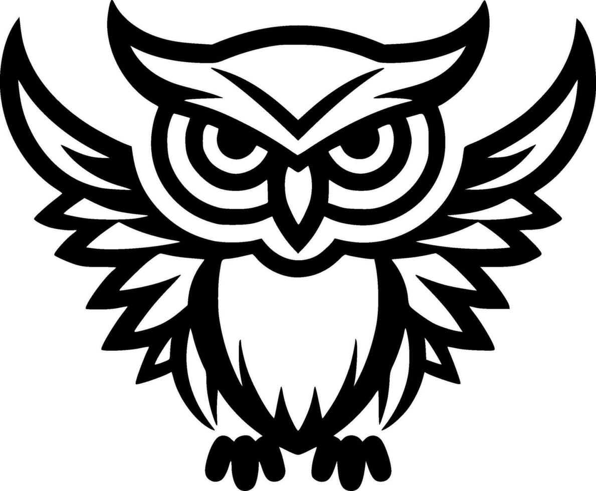 Owl - Black and White Isolated Icon - Vector illustration