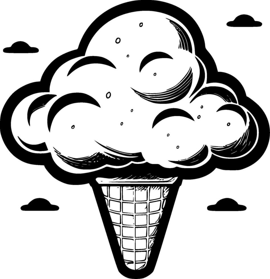 Ice Cream, Black and White Vector illustration