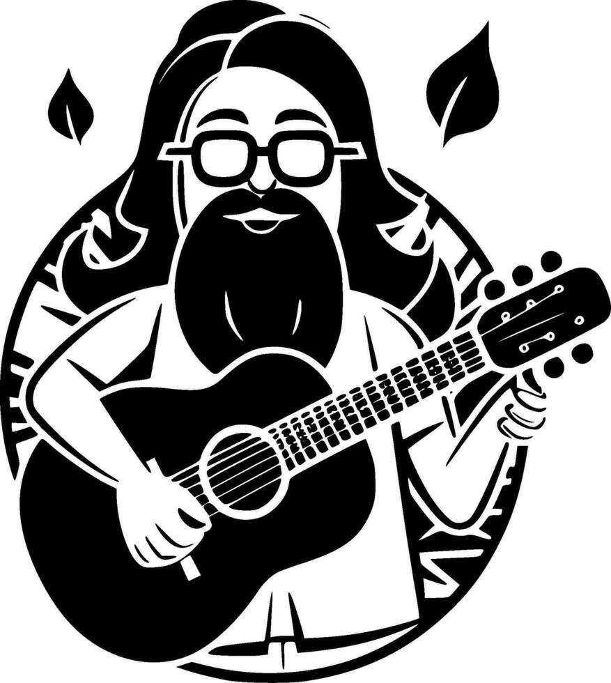 hippy - negro y blanco aislado icono - vector ilustración