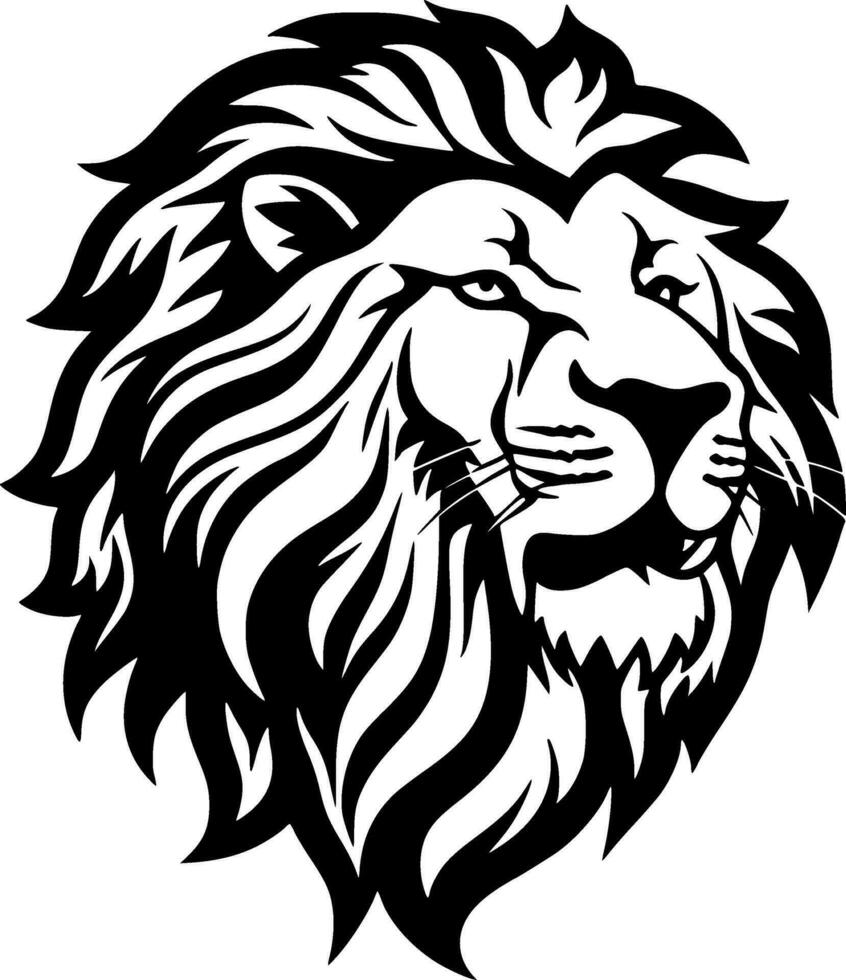 Lion, Black and White Vector illustration