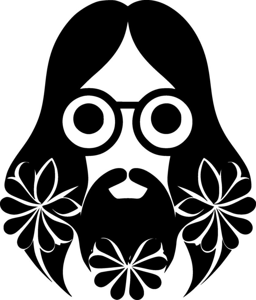 Hippy, Black and White Vector illustration