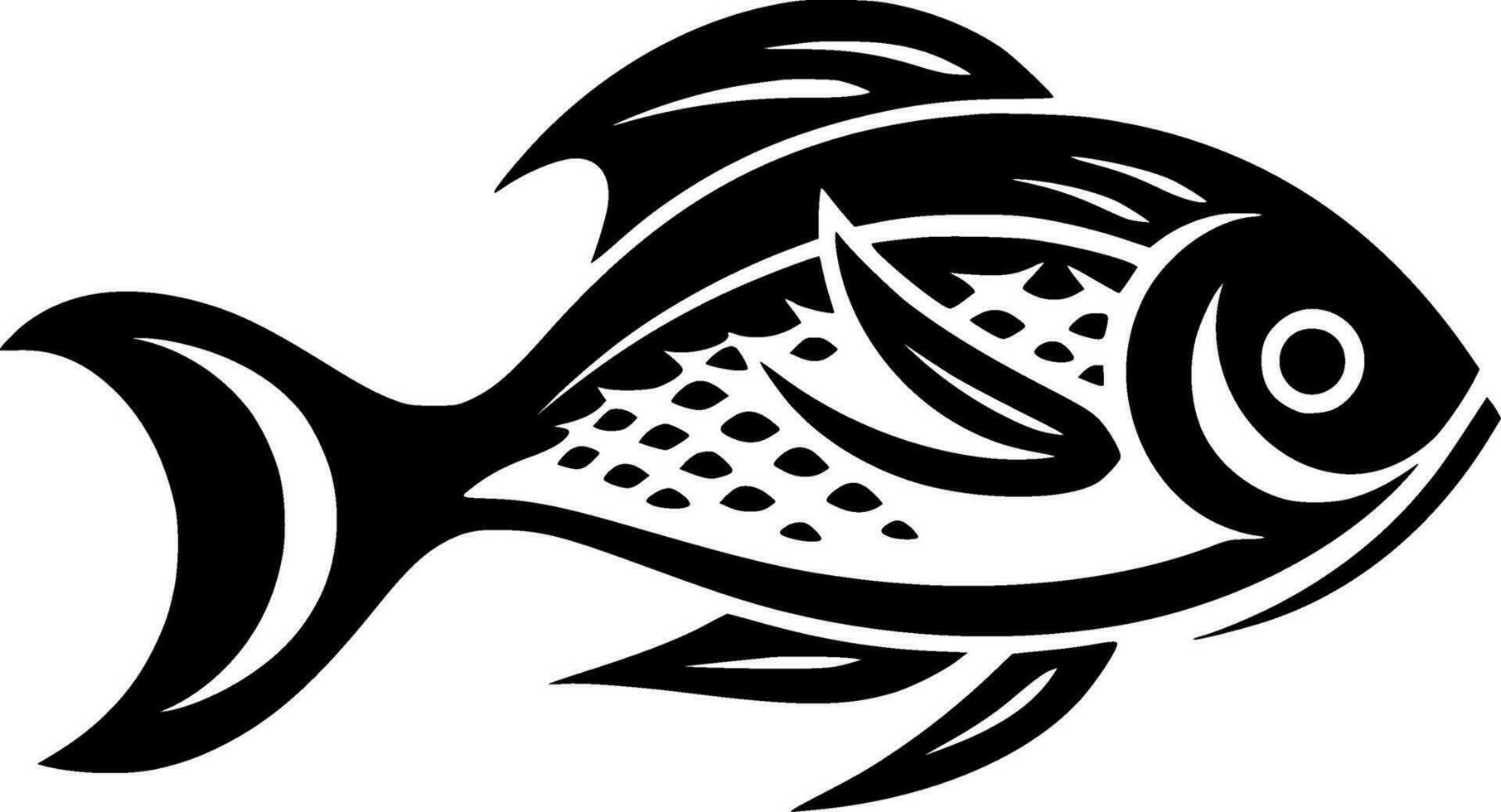 Fish, Black and White Vector illustration