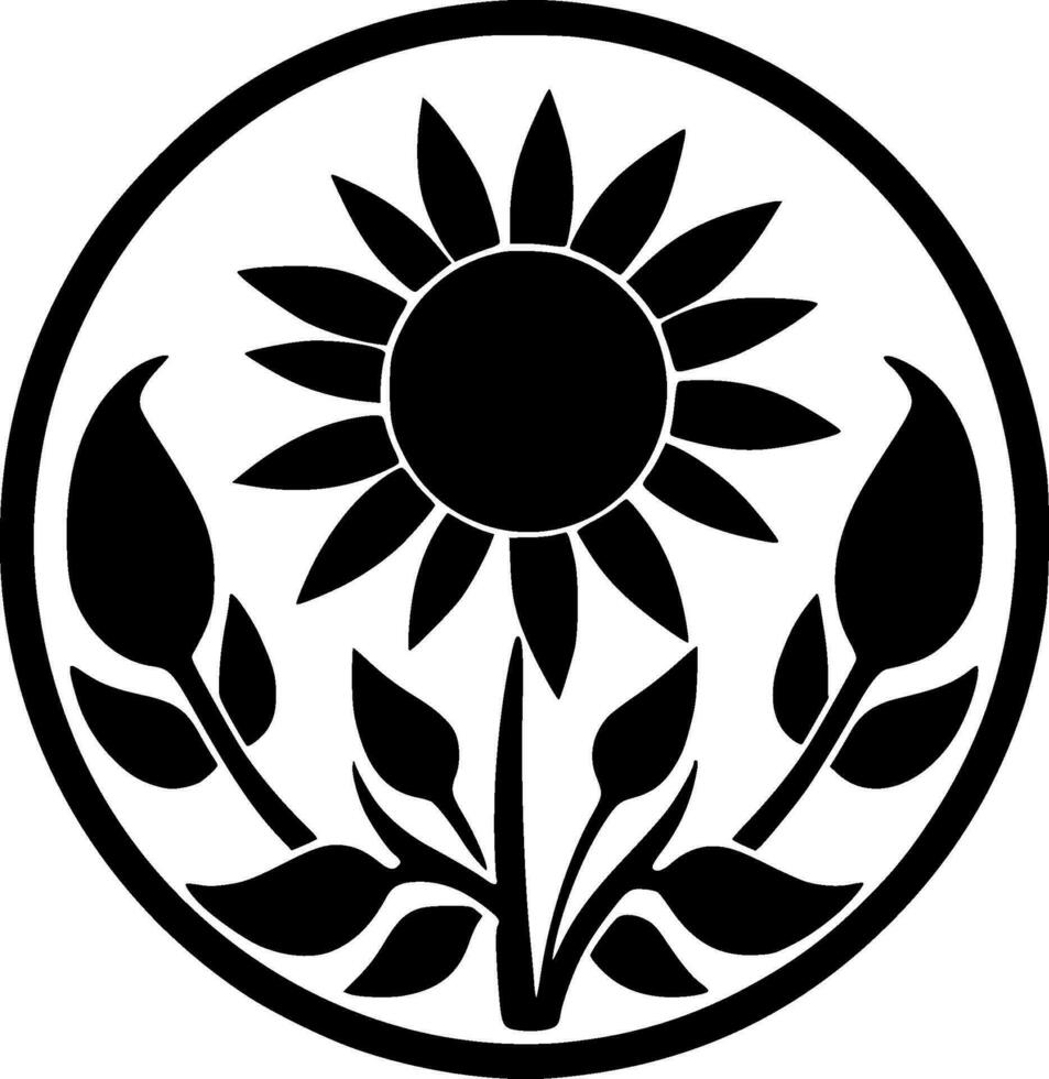 flor - negro y blanco aislado icono - vector ilustración