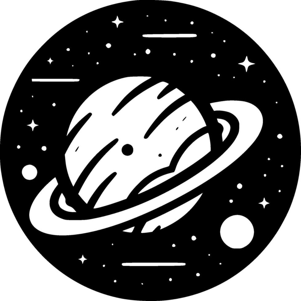 Galaxy - Black and White Isolated Icon - Vector illustration