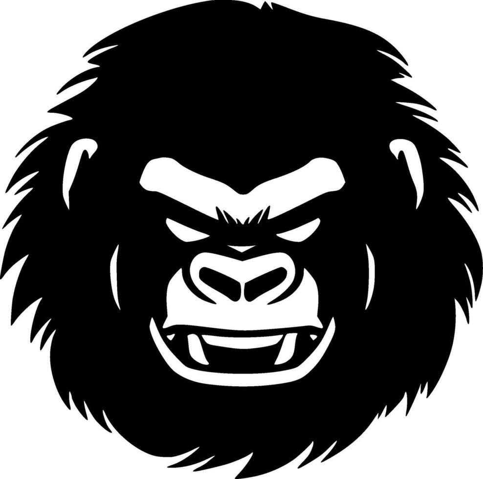 Gorilla, Black and White Vector illustration