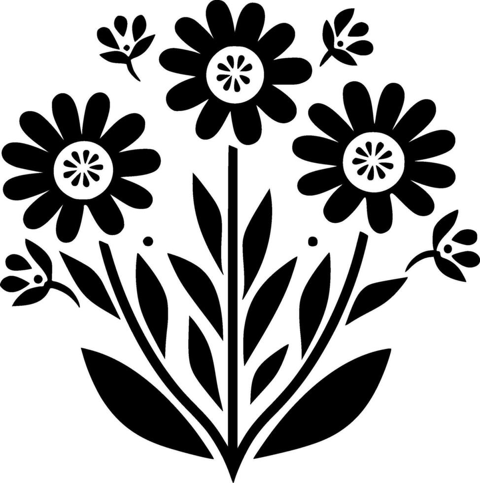 Flowers, Minimalist and Simple Silhouette - Vector illustration