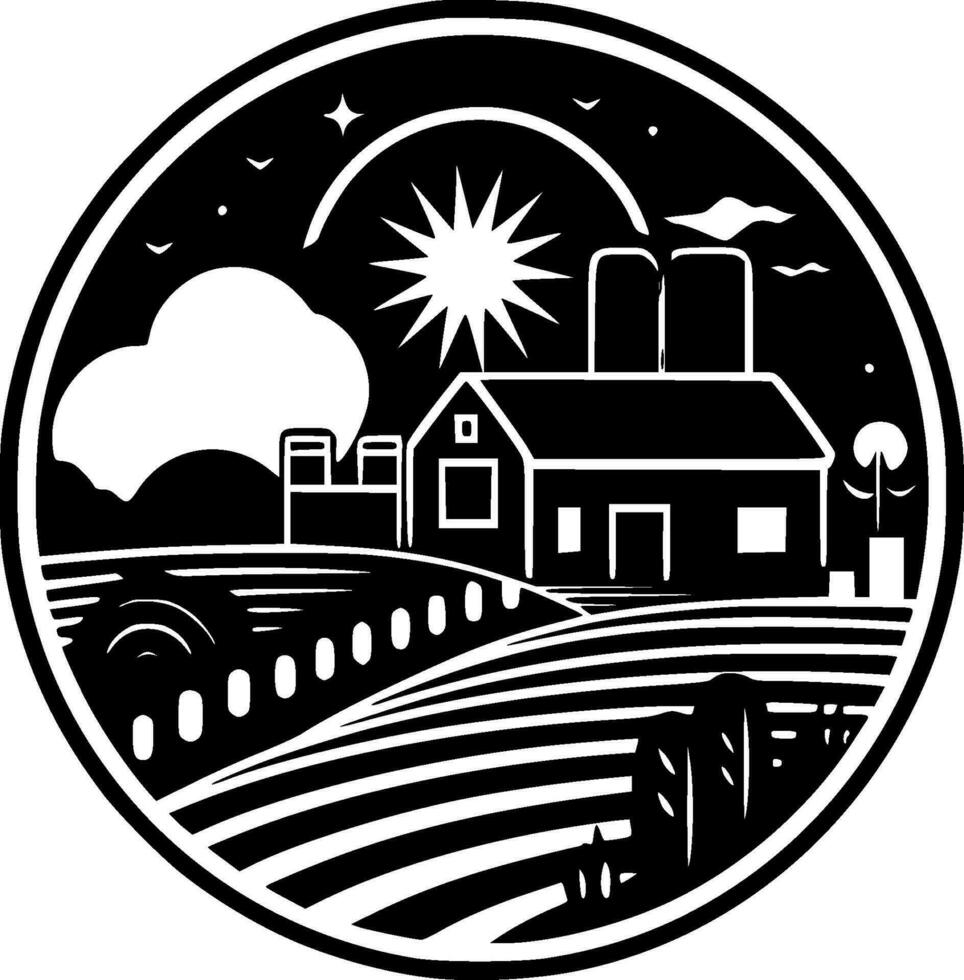 Farm, Minimalist and Simple Silhouette - Vector illustration