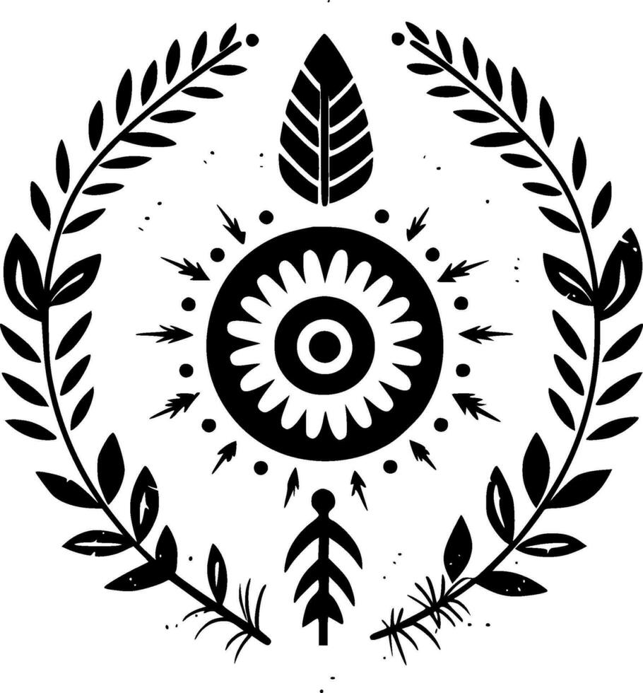 Boho - Black and White Isolated Icon - Vector illustration