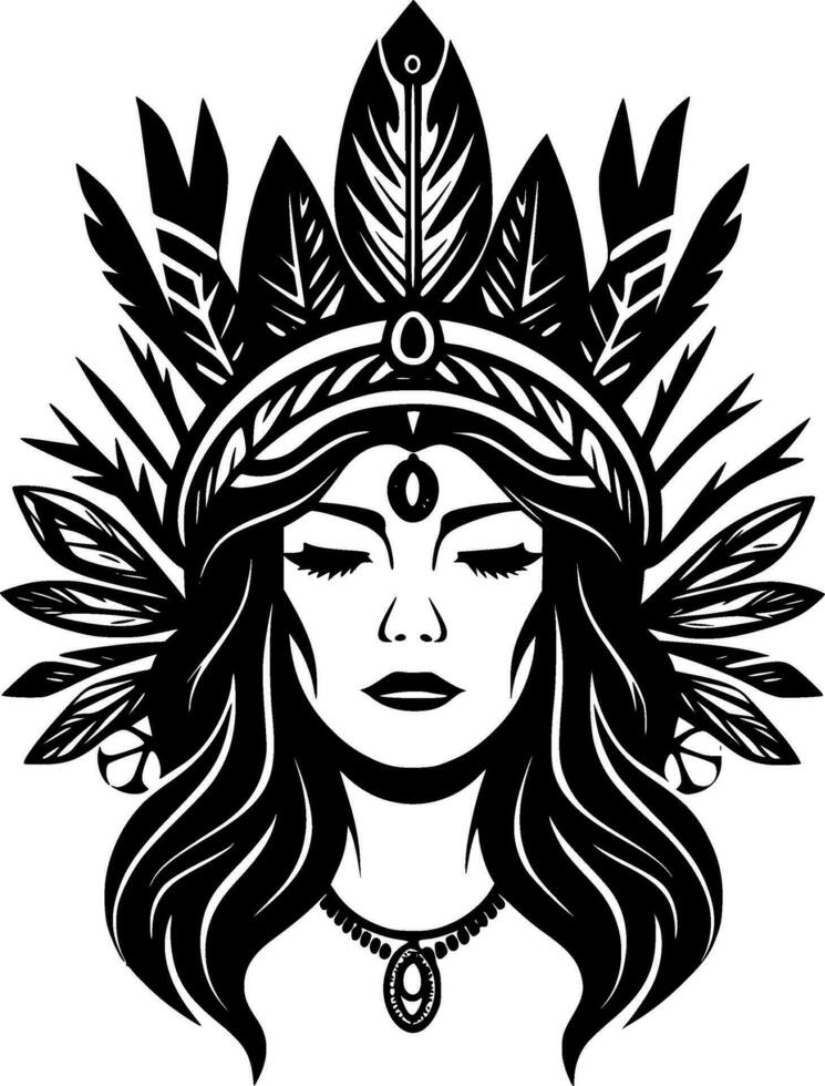 Boho, Black and White Vector illustration