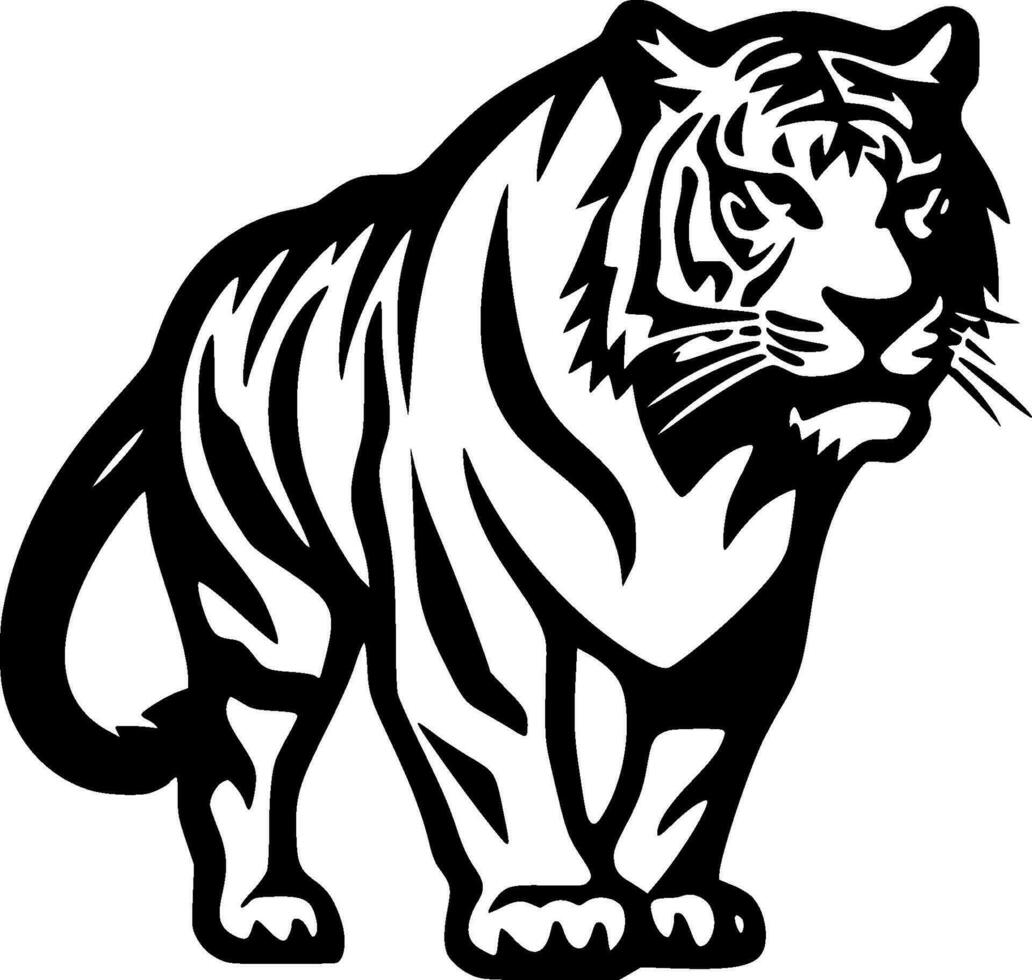 Tigre - negro y blanco aislado icono - vector ilustración