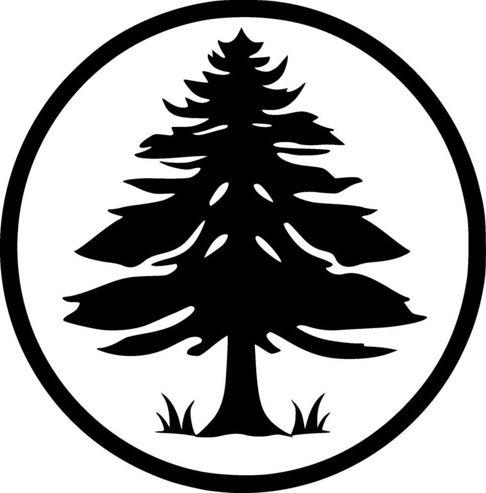 árbol - negro y blanco aislado icono - vector ilustración