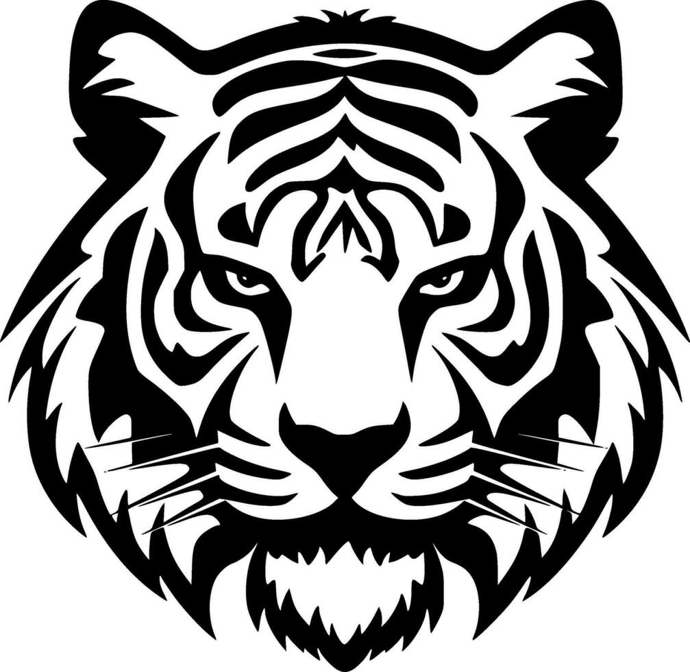 Tiger - Black and White Isolated Icon - Vector illustration