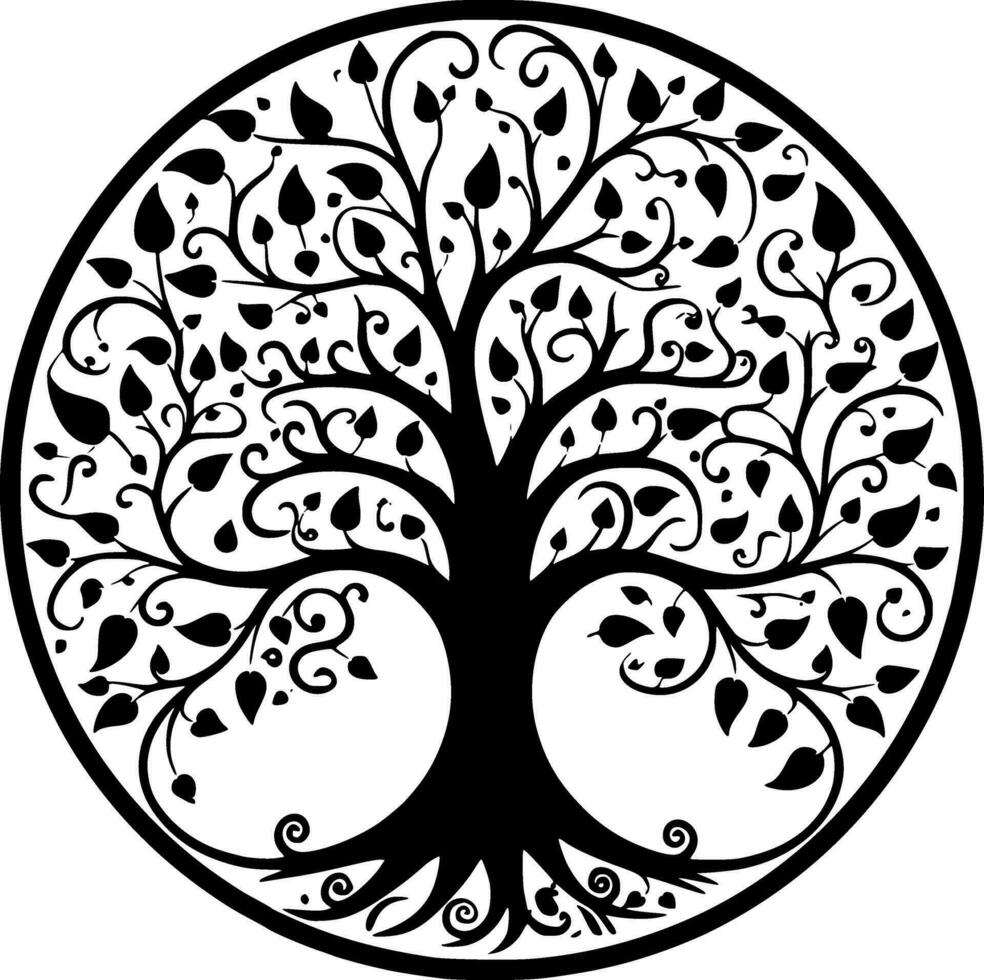 Tree - Black and White Isolated Icon - Vector illustration