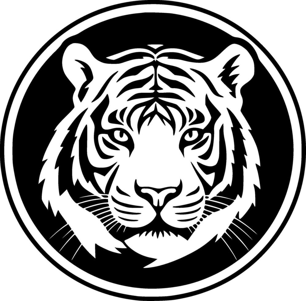 Tigre - negro y blanco aislado icono - vector ilustración