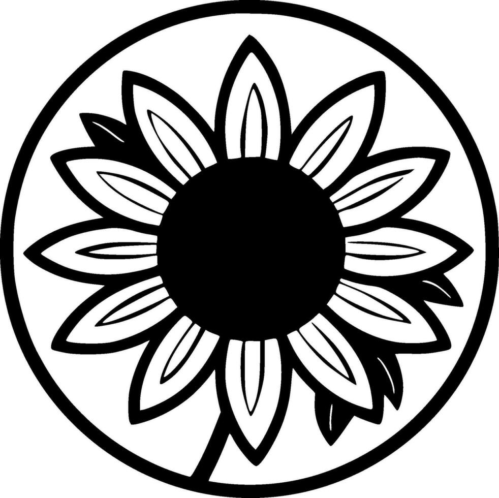 Sunflower - Black and White Isolated Icon - Vector illustration