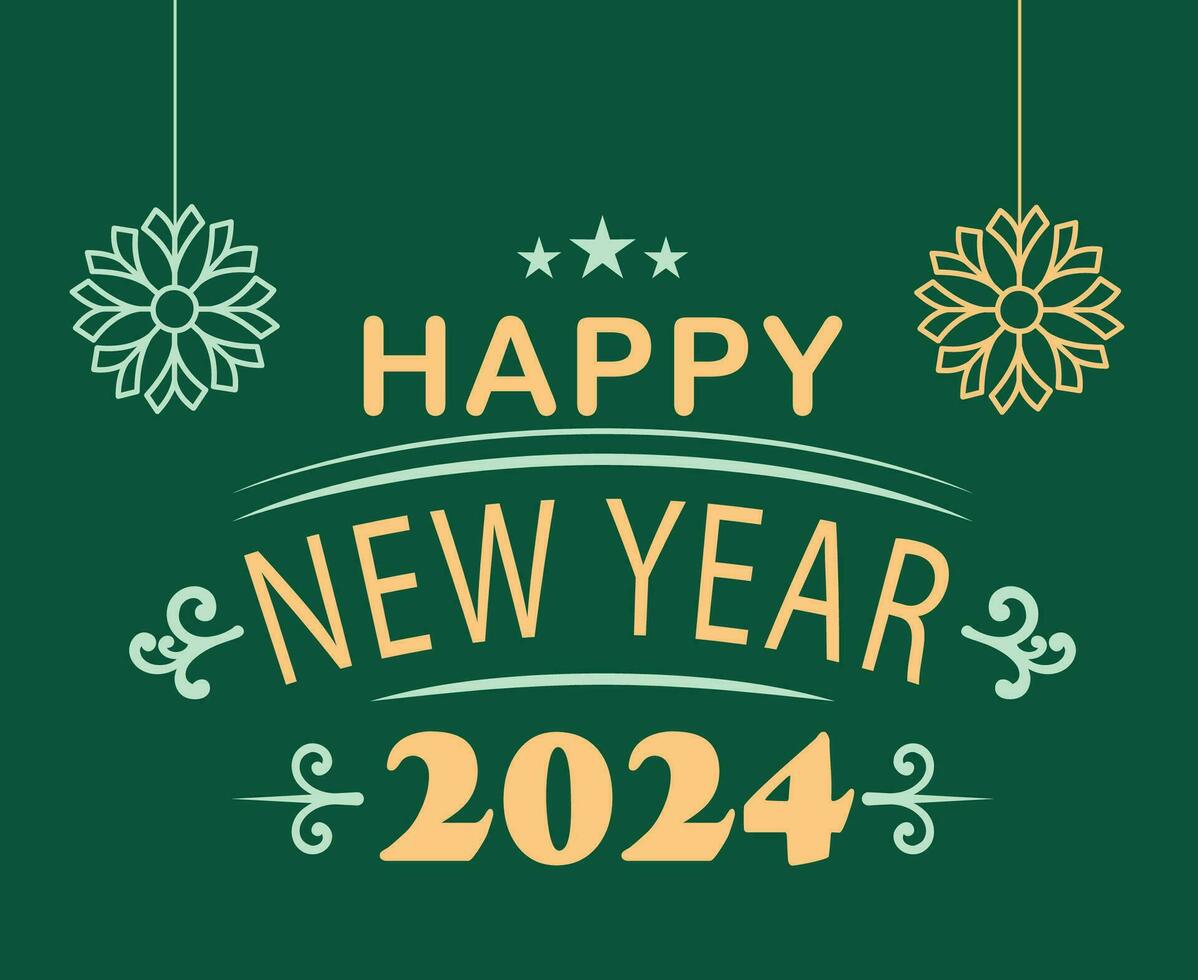 2024 Happy New Year Holiday Abstract Brown And Green Design Vector Logo Symbol Illustration With Green Background