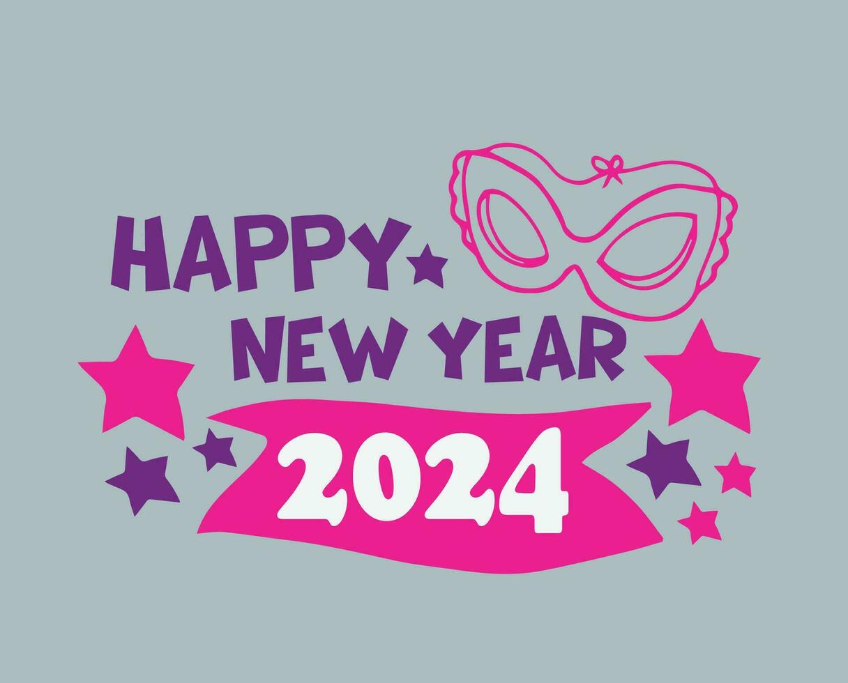 2024 Happy New Year Holiday Abstract Pink And Purple Design Vector Logo Symbol Illustration With Gray Background