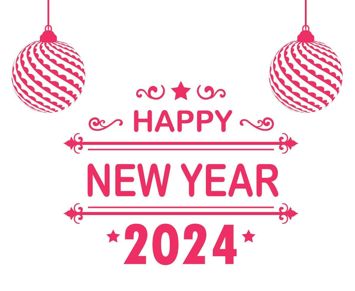 2024 Happy New Year Holiday Abstract Pink Design Vector Logo Symbol Illustration