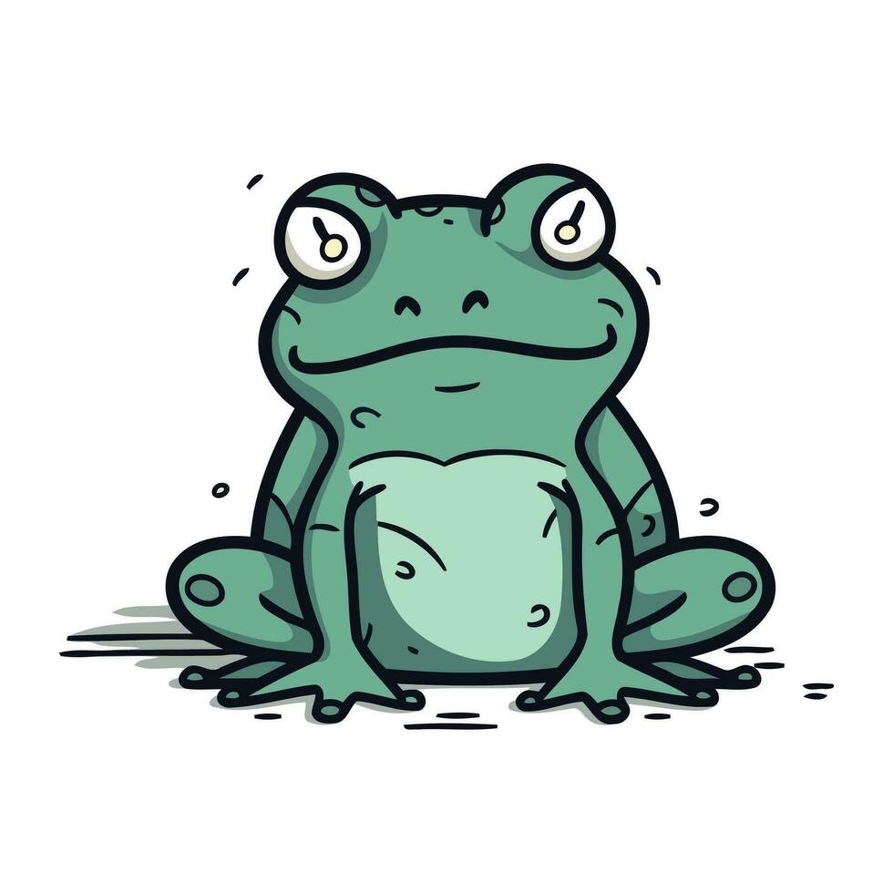 Cute cartoon frog. Vector illustration isolated on a white background.