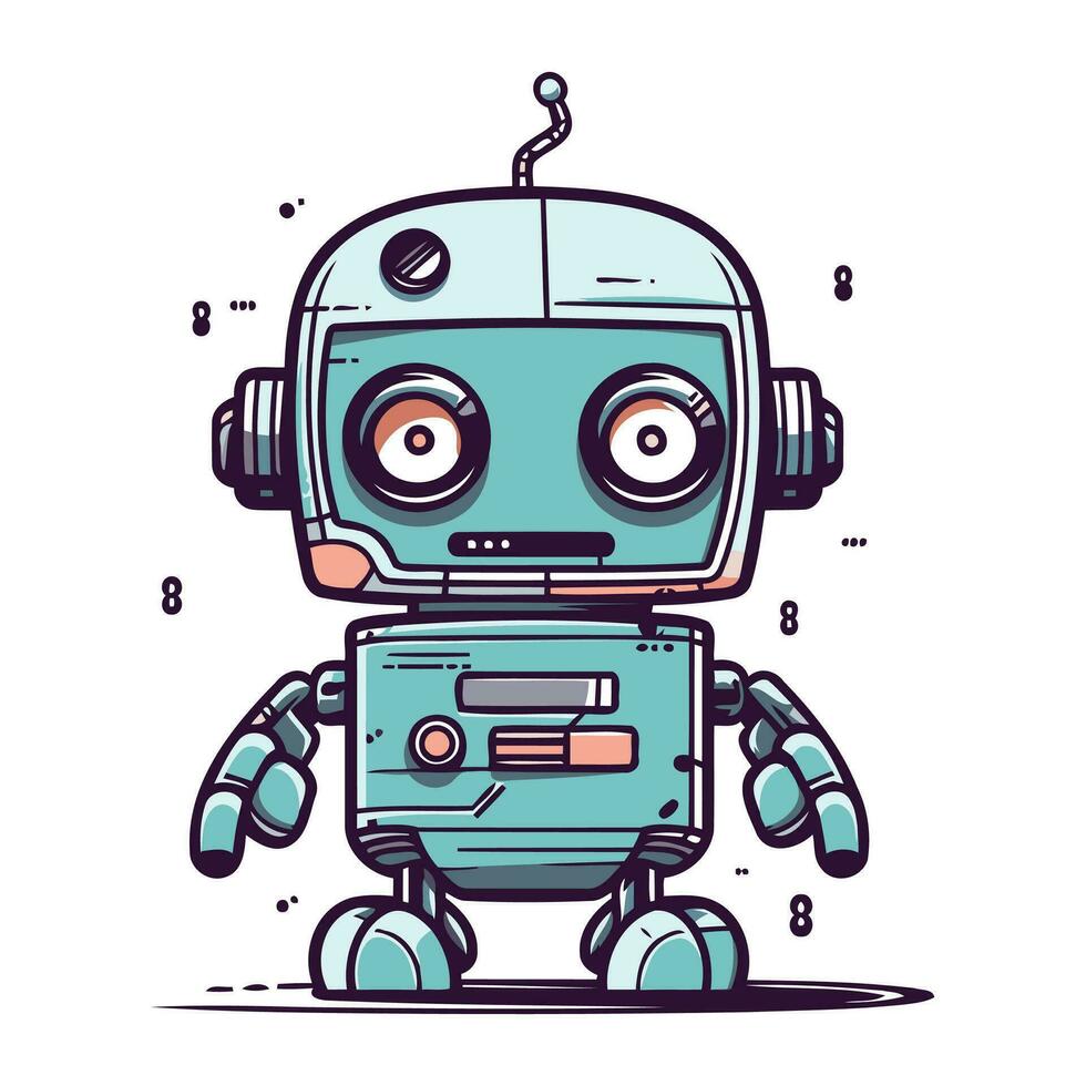 Cute cartoon robot. Vector illustration of a robot. Cute robot.