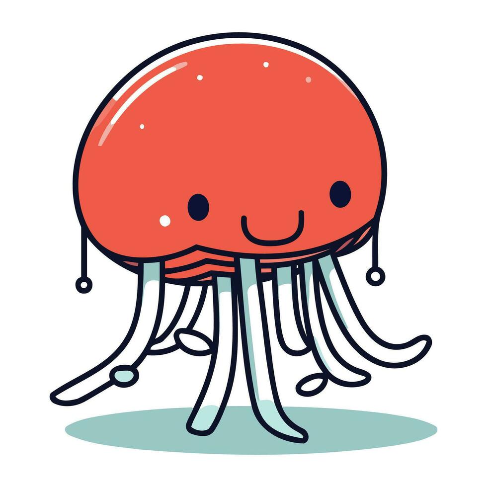 Cute jellyfish cartoon vector illustration. Colorful jellyfish character.