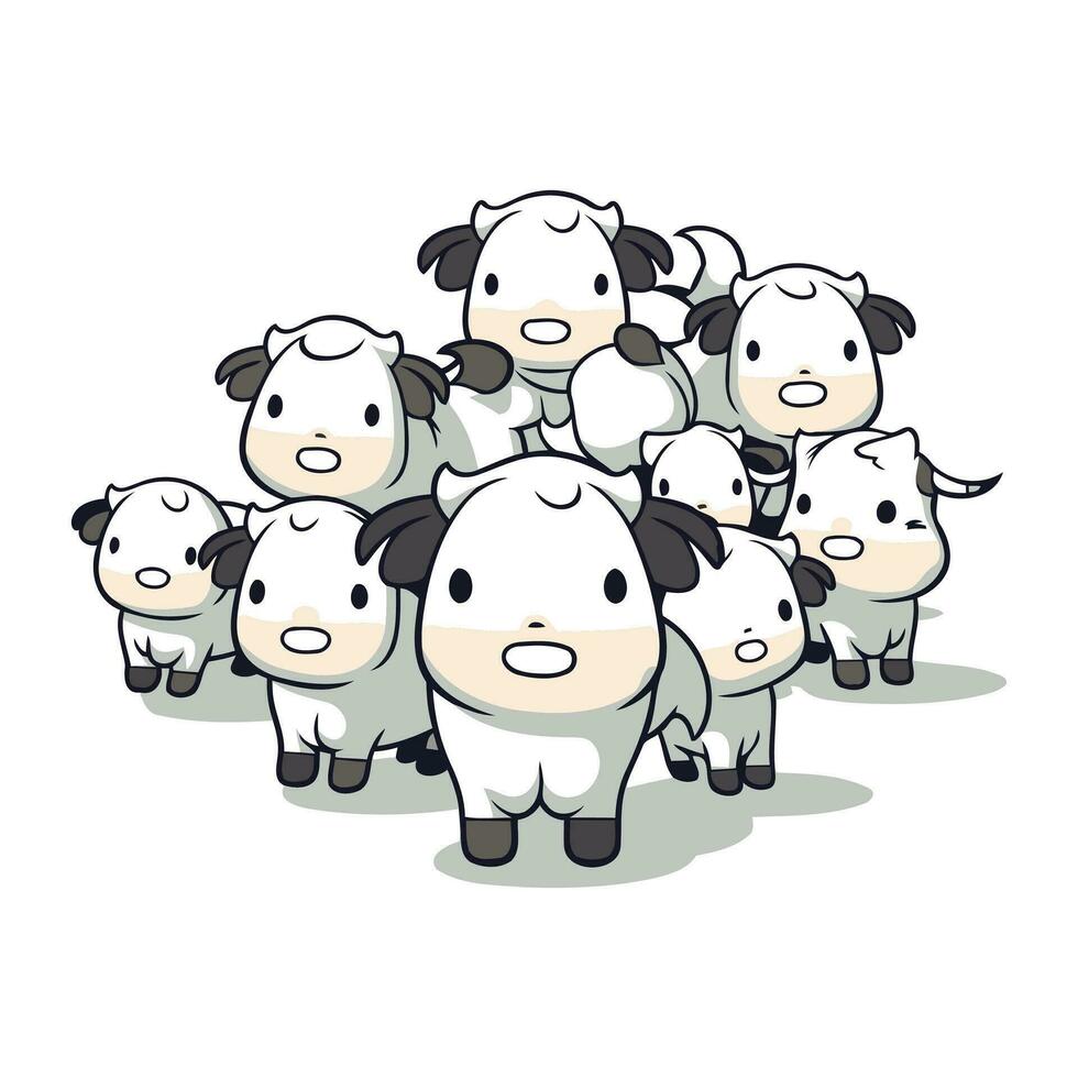 Cute cartoon cow on white background. Vector illustration.eps10