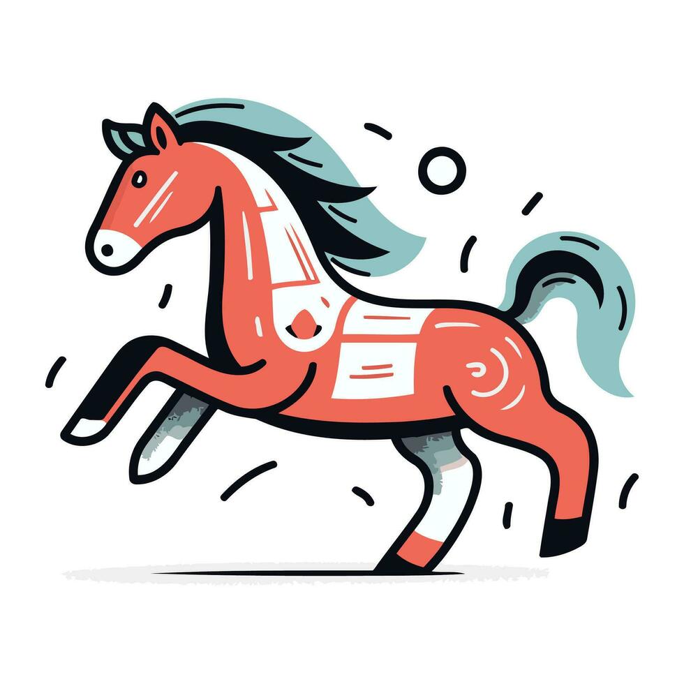 Running horse. Vector illustration in cartoon style. Isolated on white background.